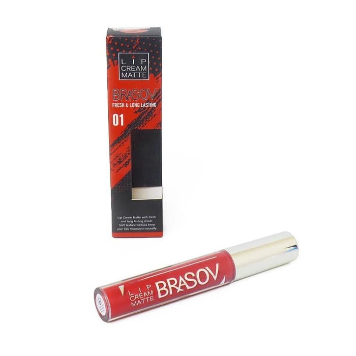 BRASOV Kosmetik Makeup Lip Cream Matte No. 01 - 06 BPOM Fresh And Long Lasting Lip Cream Kosmetik Arjuna