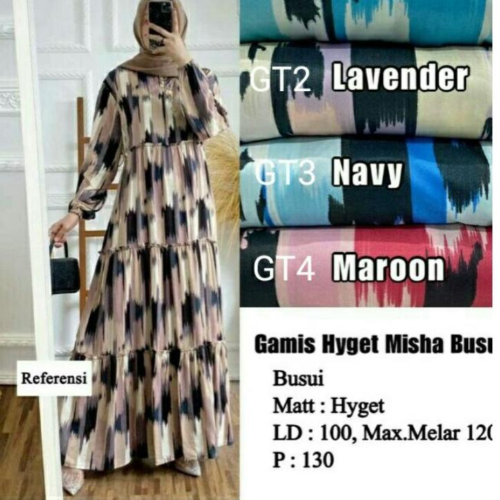 Chekout Gamis  Murah /  HYGET Busui Tali Serut Samping MOTIF dy