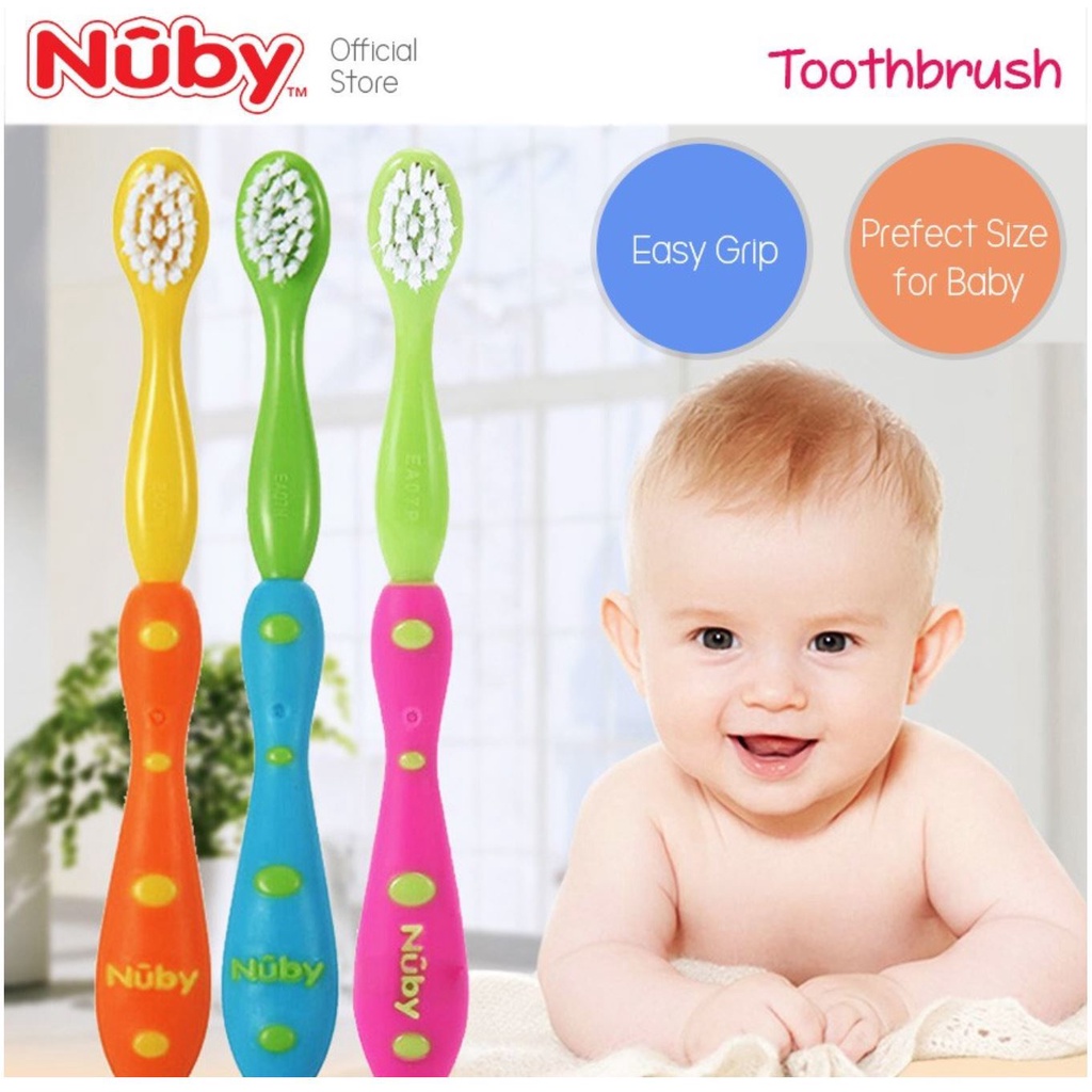 (BEST SELLER!!) NUBY  TOOTHBRUSH WITH BRISTLES SIKAT GIGI BAYI - SIKAT GIGI ANAK DAN BAYI