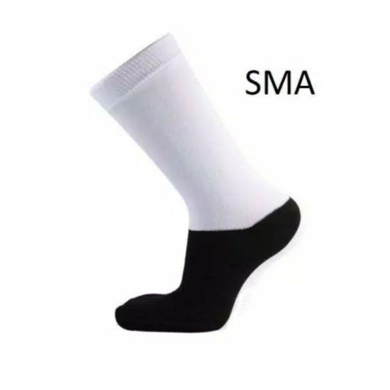 Kaos Kaki Sekolah SD SMP SMA Panjang Putih Telapak Hitam Murah Bahan Polyester