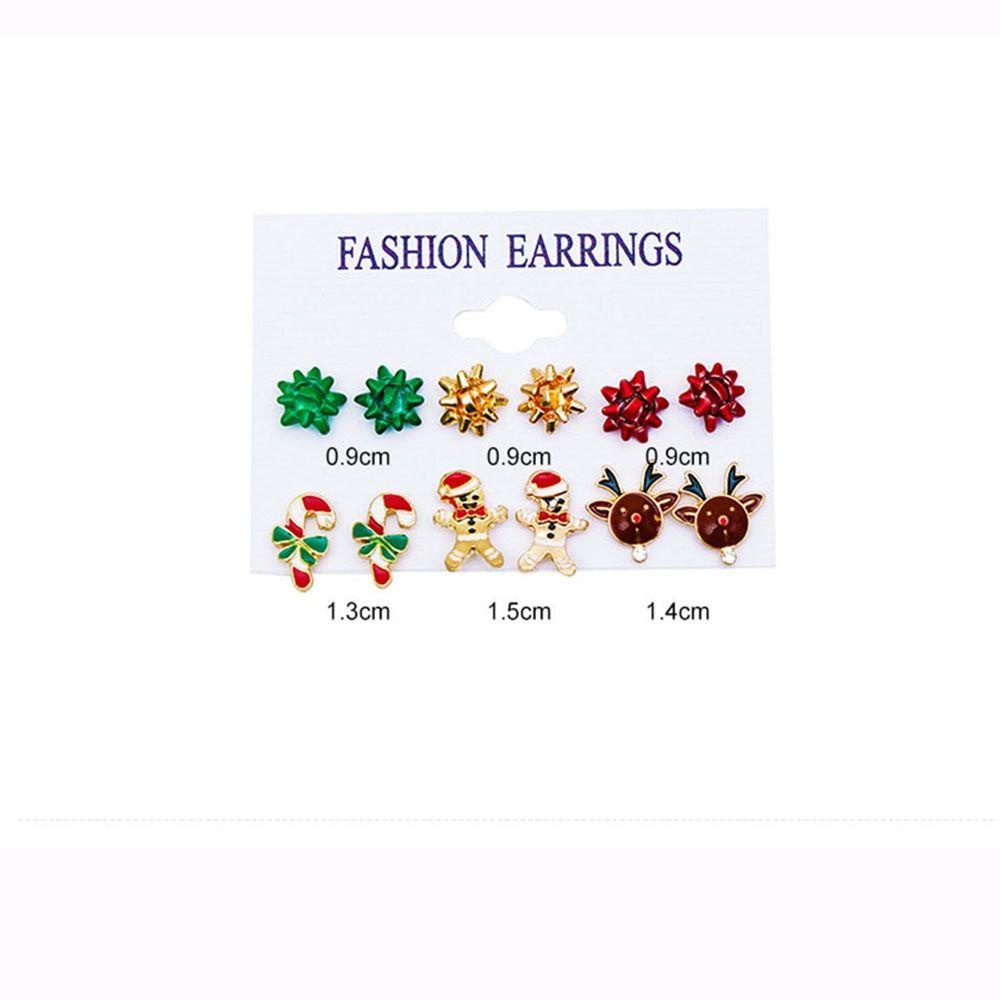 Needway Natal Stud Earrings Untuk Gadis Hadiah Kreatif Paduan Seng Elk Santa Claus Snowman Drip Minyak Bell Wanita Drop Earrings