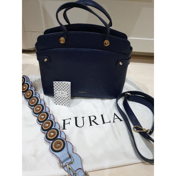 preloved furla agatha medium nevy / tas second furla