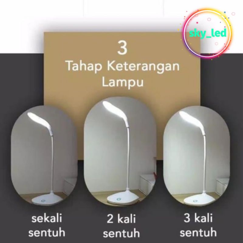 Lampu LED Meja Belajar/Lampu Baca White Portable