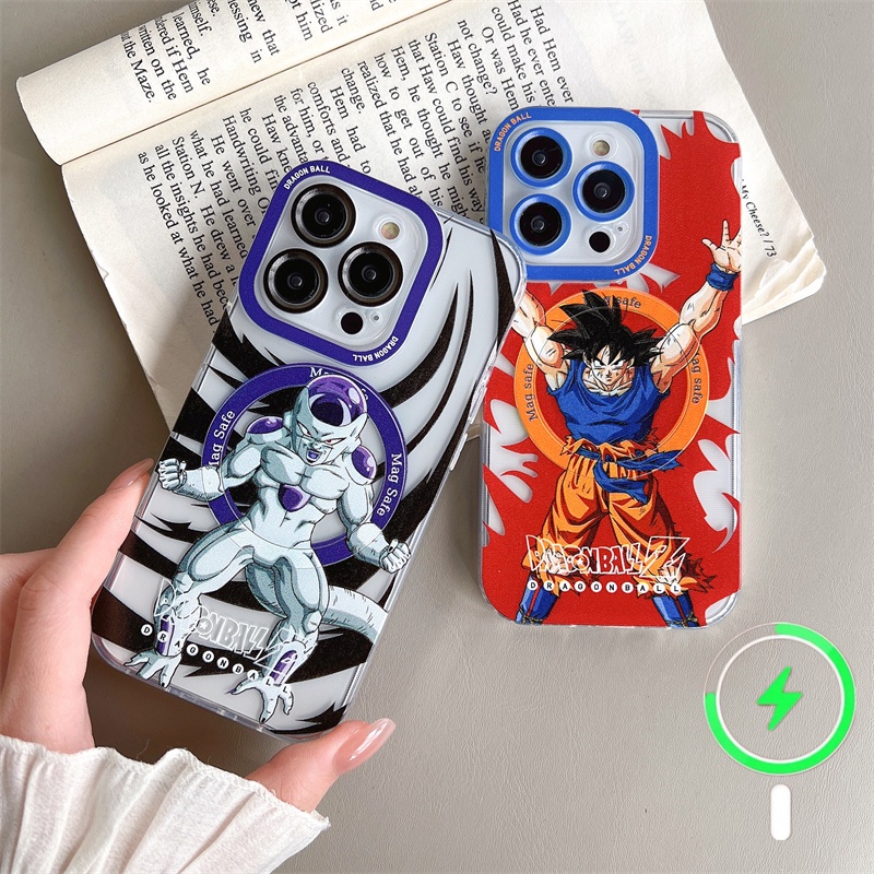 Case Pelindung Transparan Magnetik Motif Kartun Dragon Ball Untuk iphone 14 pro max 14 plus 13 12 11 pro max