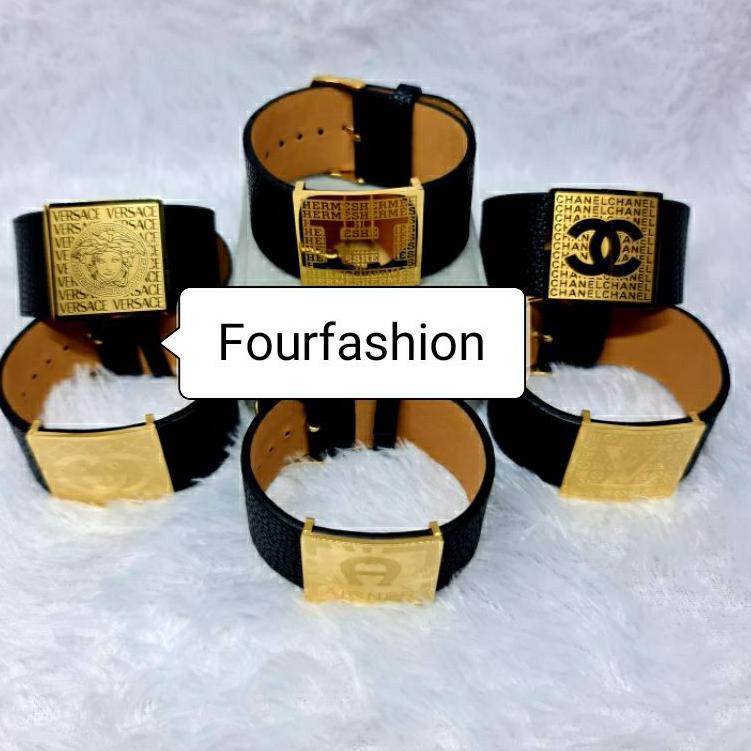 H9E5 FF Gelang Jam Kulit Lebar Titanium Pum Limited Terbaru