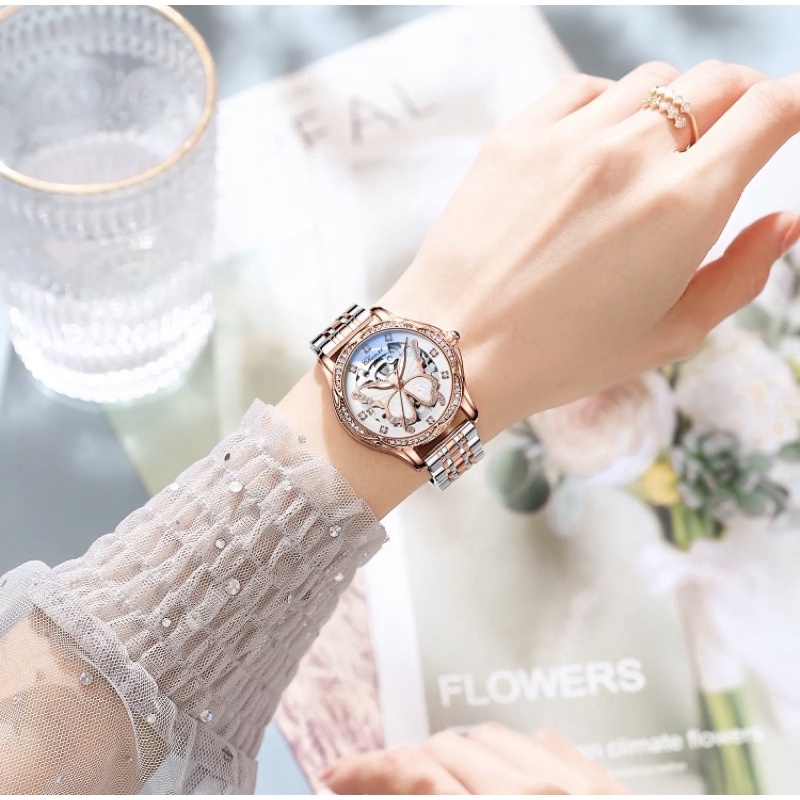 Jam Tangan Wanita Automatic Mechanical Diamond Butterfly Luxury Chenxi