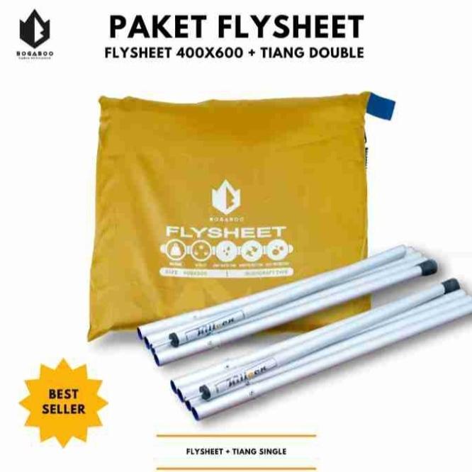 1 Set Flysheet 4X6 Ultralight Waterproof Dan Tiang Penyangga Double
