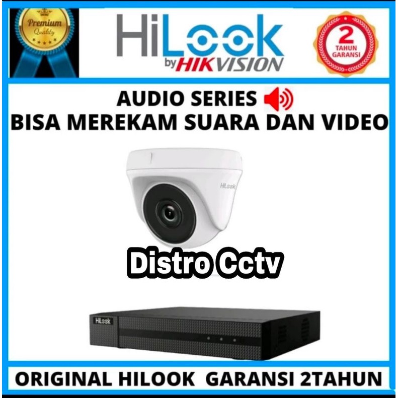 Paket Camera Cctv Hilook 4ch 2mp Audio Series Built in Mic Paket 1 Kamera Indoor Outdoor 2 MP Komplit 4 Channel