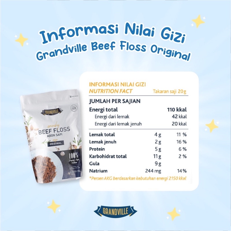 100% Original Grandville Abon Sapi Ayam ikan fish floss original spicy 100g  MPASI Bayi crunchy Beef Chicken Abon Grand Ville  anak anak dewasa