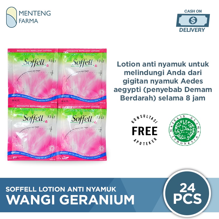 Soffell Lotion Wangi Bunga Geranium Isi 24 Sachet - Lotion Anti Nyamuk