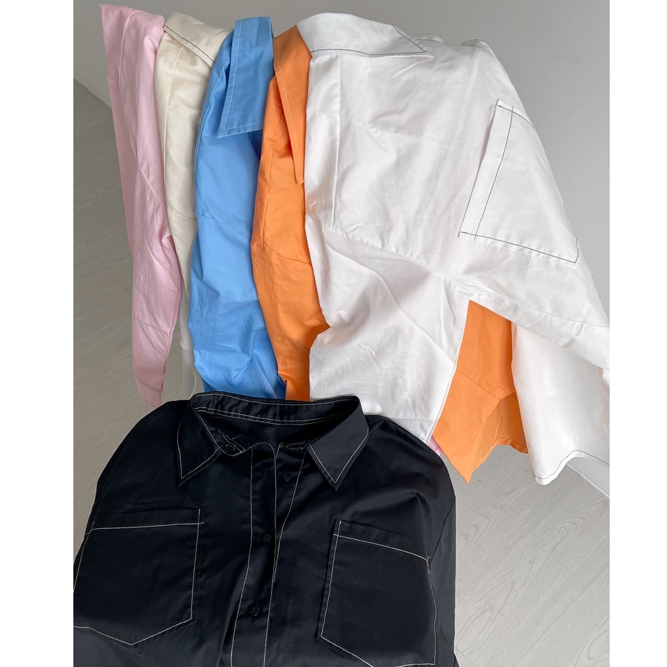 Peach Poppy VENNA Stitch Oversized Shirt - Kemeja Premium Wanita Oversized