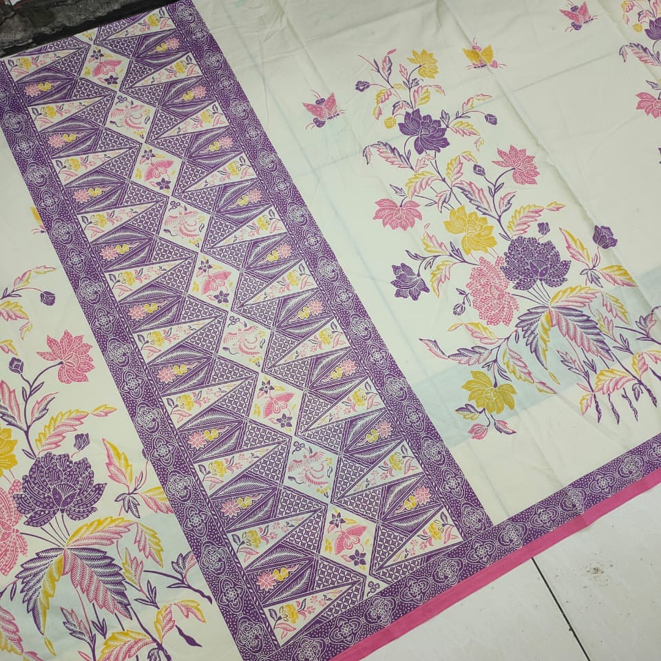 Kain batik meteran katun premium seragaman termurah - 03 lilac