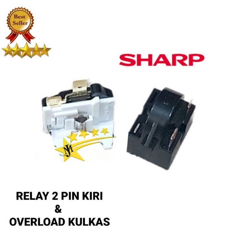 Relay 2 Pin Kiri + Ptc Overload Kulkas Sharp 1 Pintu / 2 Pintu