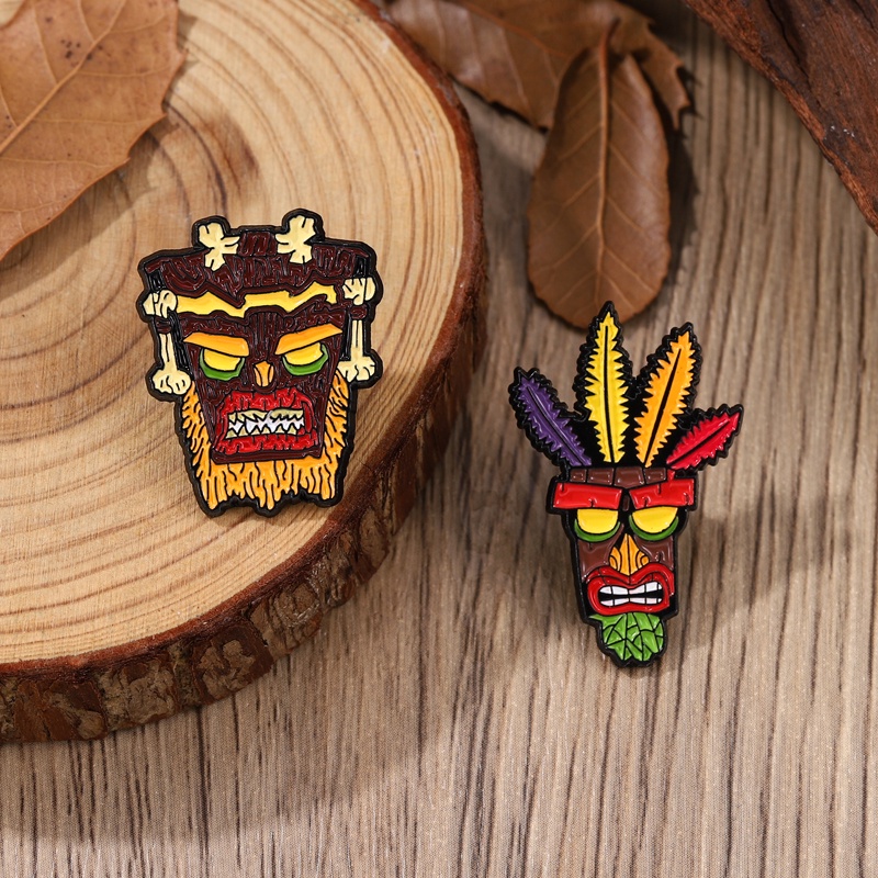 Bros Pin Enamel Desain Video Game Bandicoot Woah Aku Honest Adventure Gaya Retro