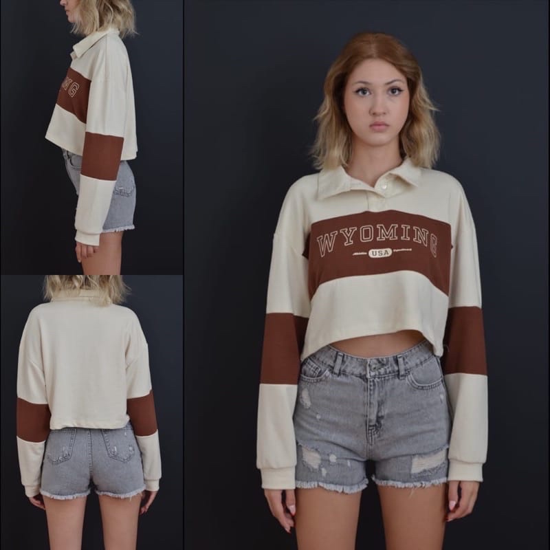 Rugby Cropped Sweatshirt / Atasan wanita