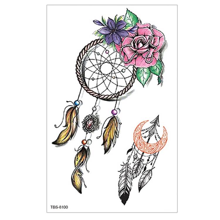 【BTI】Stiker Tato Palsu Sementara Bunga Dream Catcher Warna Tahan Air Stiker Tato