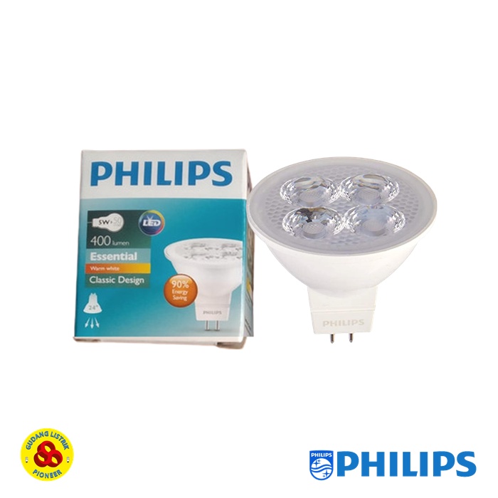 PHILIPS Halogen LED MR16 5W Kuning 24D 12V Essential 5W WW 2700K