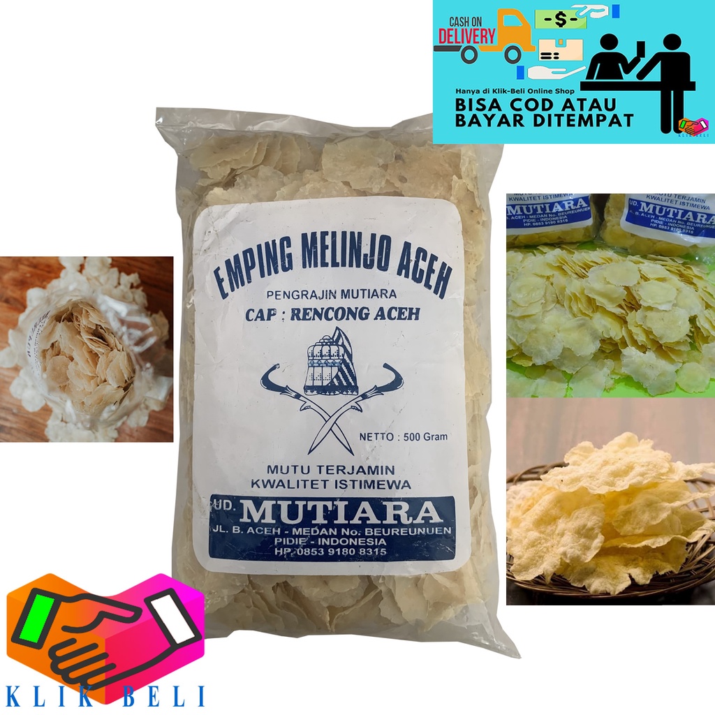 Emping Aceh Melinjo Mutiara Super Tipis Grade A Asli Khas Aceh - 500 gram