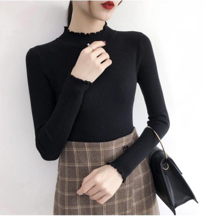 DAISY CURLY INNER SWEATER / Daisy Curly Inner Knit / Inner Rajut / Sweater Rajut Curly Turtleneck