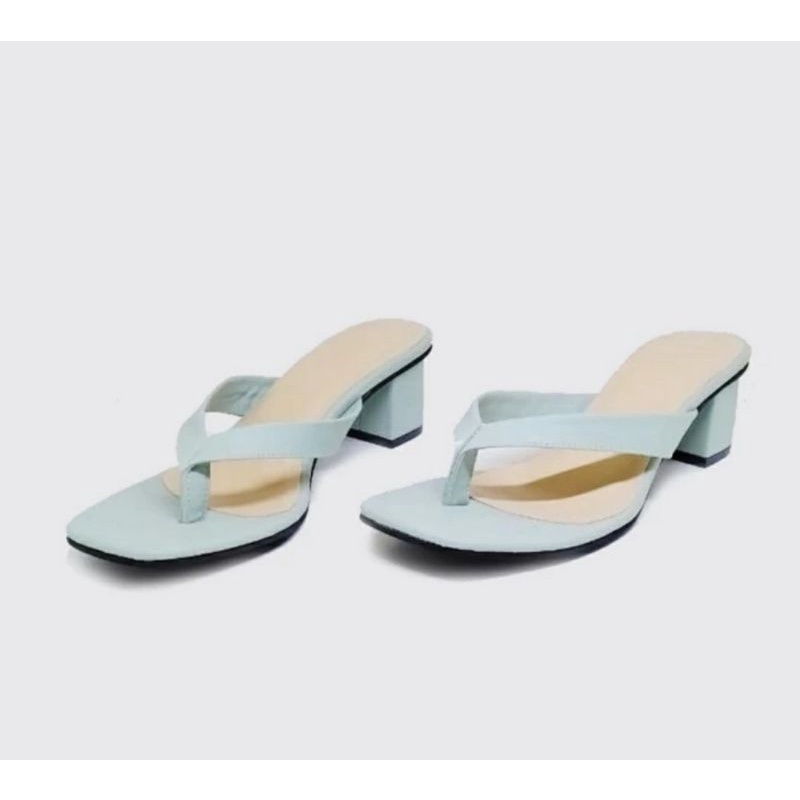 Higheels Sandal Jepit Wanita MK132 Hijau Sage OVERSIZE 41.42.43.44.45 Sendal Heels Model Terbaru Big Size JUMBO