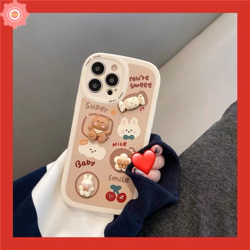 Soft Case Desain Kartun Boneka Beruang 3D Gaya Korea Untuk iPhone 11 7 8 Plus 7plus XR 12 13 Pro MAX 6 6s X XS MAX SE 2020