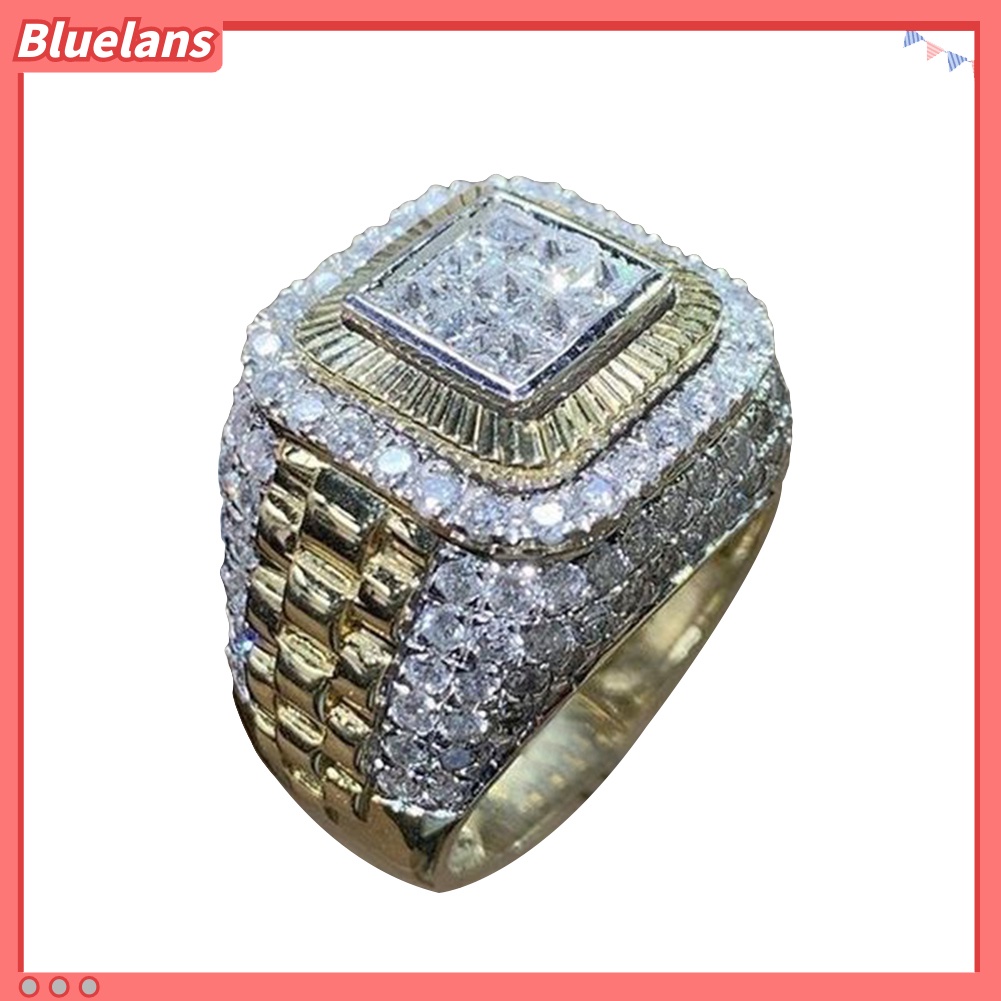 Bluelans Cincin Berlian Imitasi Gaya Hip Hop Untuk Pria
