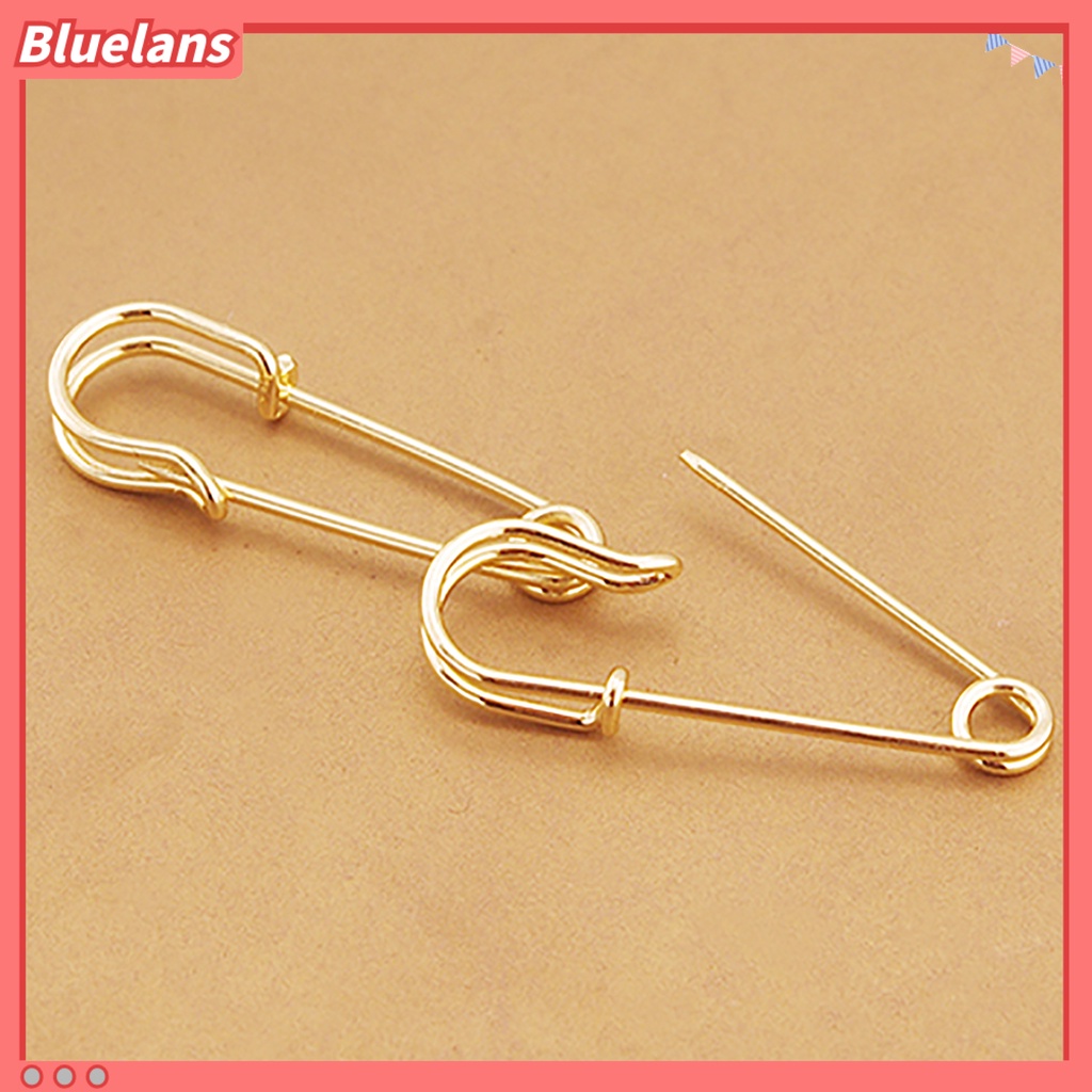 Bluelans 1 Pair Women Fashion Creative Copper Clip Type Safety Pin Ear Studs Earrings Jewelry