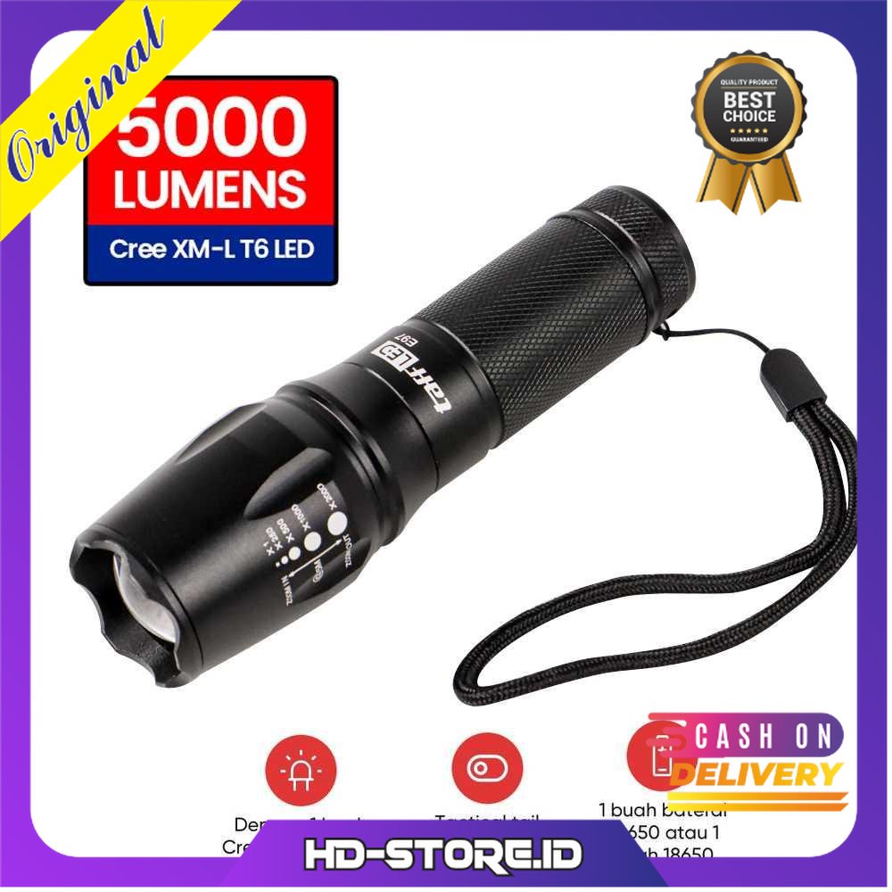 TaffLED Senter LED Cree XM-L T6 26650 5000 Lumens - E97