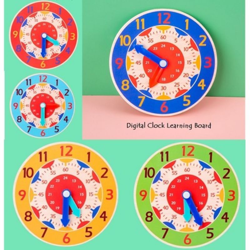 Mainan Jam dinding Kayu / Belajar Jam / Wooden Clock / Mainan Edukasi puzzle