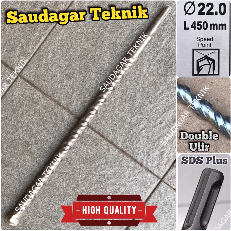 SDS Plus 22mm X 450mm Mata Bor Beton Tembok SDS + 22 mm Panjang 450 mm