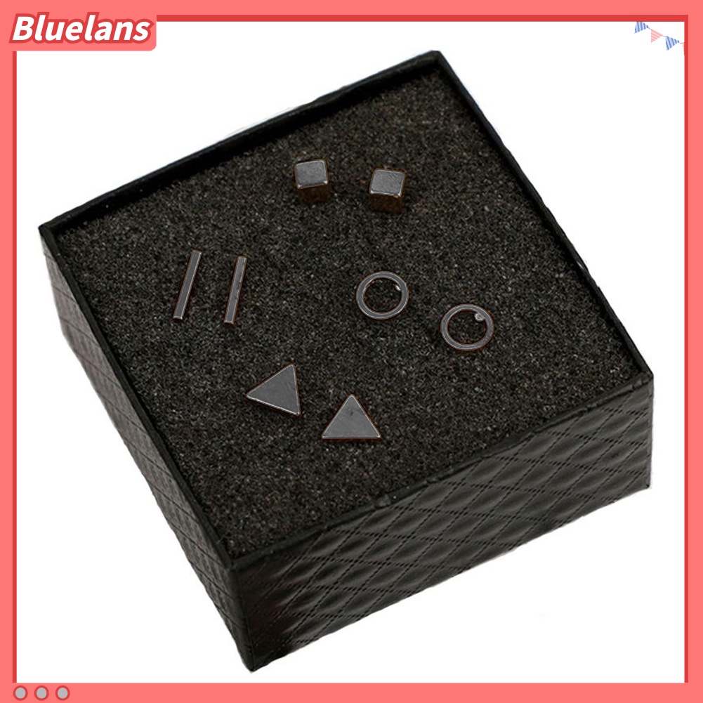 Bluelans 4Pairs Simple Square Round Triangle Bar Ear Studs Set Women Geometry Earrings