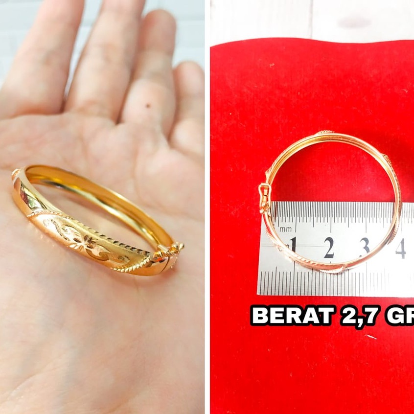 GELANG BANGKOK ANAK UKIR LILIT CHROME GOLD PERAK ASLI S925 CC774