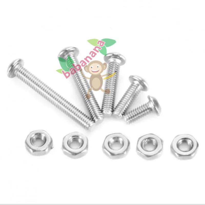 210pcs M2.5 button head hex stainless steel screw nut set baut mur