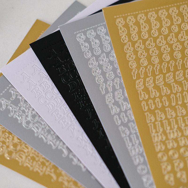 

[FS] Alphabet Foil Sticker Huruf Angka Black Gold Silver Stiker Vintage Journal Deco DIY Scrapbook Buji Pekanbaru