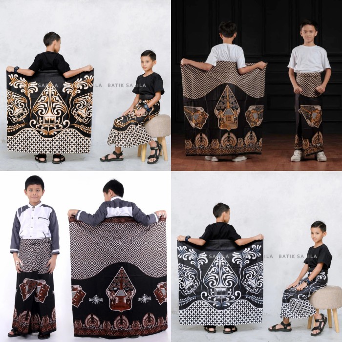 SARUNG BATIK ANAK MURAH | SARUNG GUNUNGAN WAYANG | SARUNG BATIK PRINT - G.lawas abu2