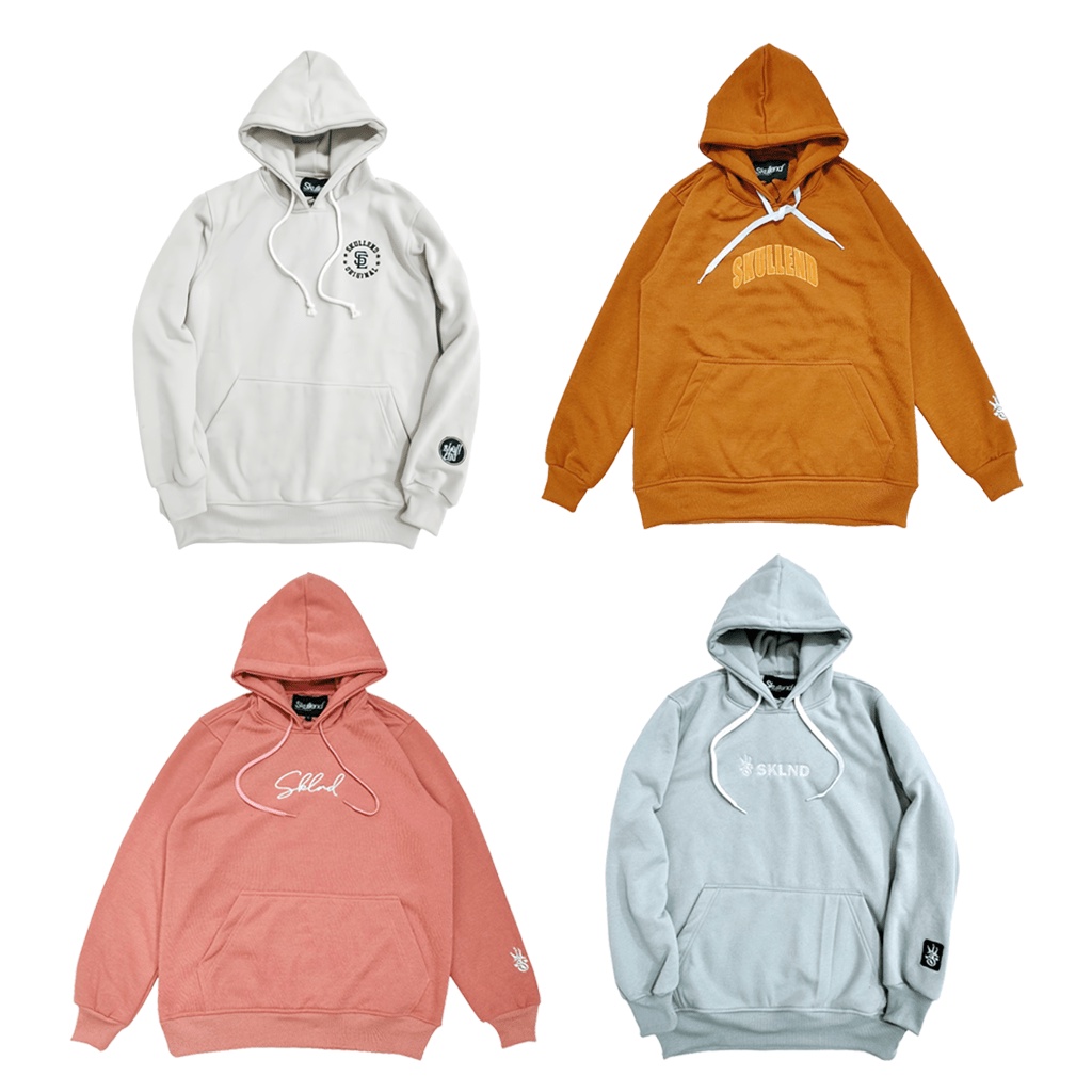 SKULLEND - Jaket Pullover Sweater Hoodie Jumper Unisex Bordir Cotton Fleece Putih