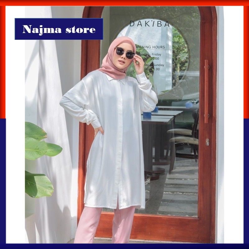❤ NAJMA ❤ Baju Tunik Polos Long Tunik Kancing Depan Busui Fashion Muslim Wanita Tunic Daily Jumbo Bi