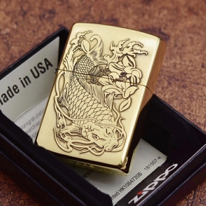 Korek Api Zippo Gold Grafir Ikan Koi 3962-9 High Premium