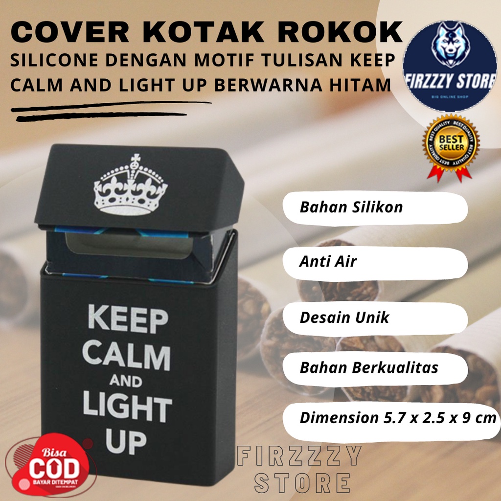 Cover Kotak Rokok Silicone Dengan Motif Tulisan Keep Calm and light Up Berwarna Hitam