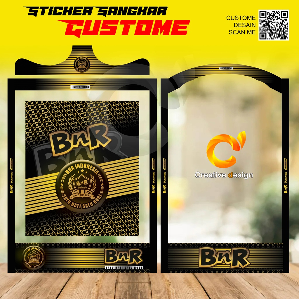 STICKER DECAL SANGKAR KOTAK MOTIF BNR GOLD