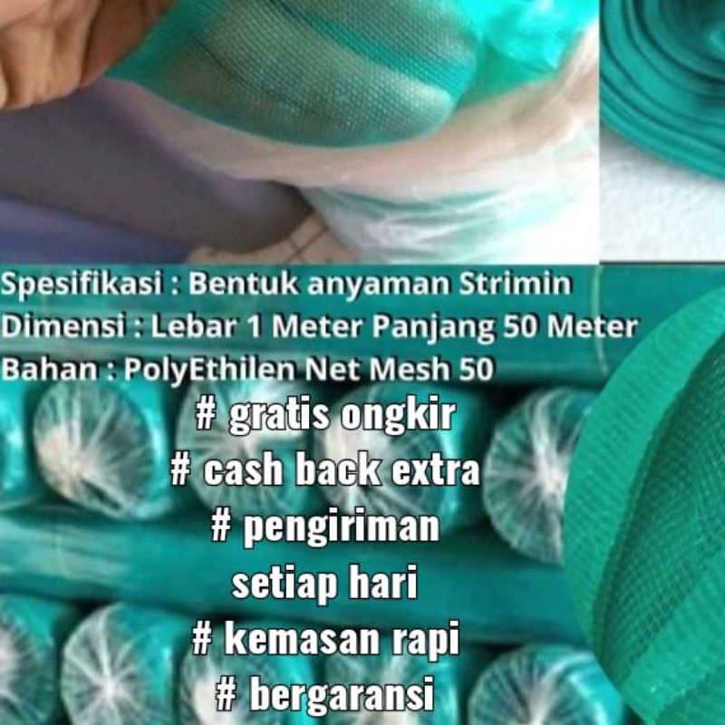 Jaring Kasa Hijau Insectnet Panjang 1 Meter Lebar 1 Meter Kelambu Nyamuk Grade A