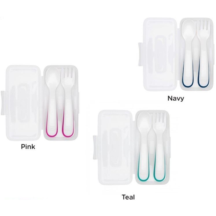 OXO Tot On the Go Plastic Fork &amp; Spoon Set with Travel Case