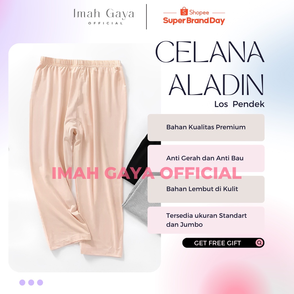 Celana Pendek Aladin Los Wanita Dewasa Standar &amp; Jumbo polos Soft Rayon