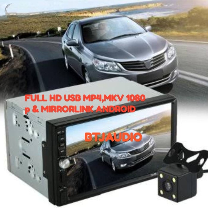 Video Tv Paket Tv Mobil Doubledin Layar 6,95" Plus Kamera Parkir Mundur