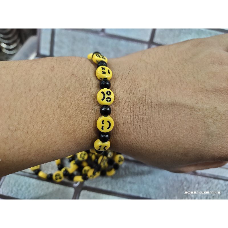 Grosir!!! Gelang tangan tali serut model Emoji kombinasi batu lusinan isi 12pcs