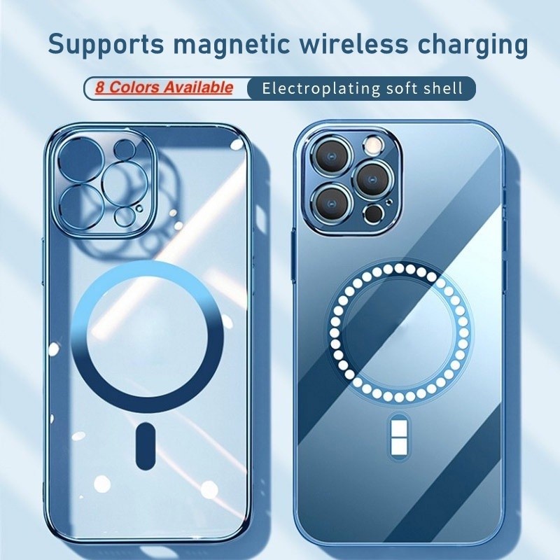 Soft Case Magnetik Electroplate Shockproof Untuk iPhone 14 12 13 11 Pro MAX