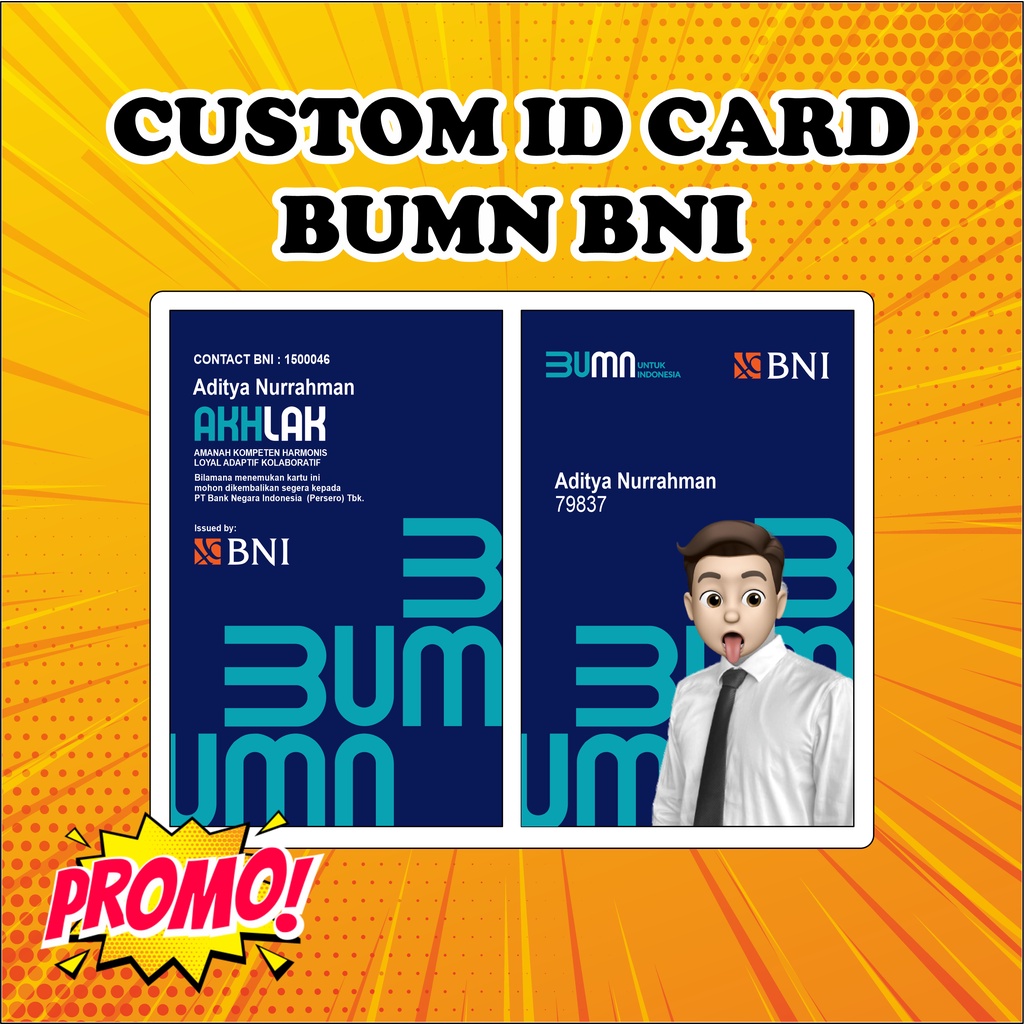 CUSTOM ID CARD BUMN bumn BNI bni idcard satuan Lanyard tali gantungan bumn akhlak