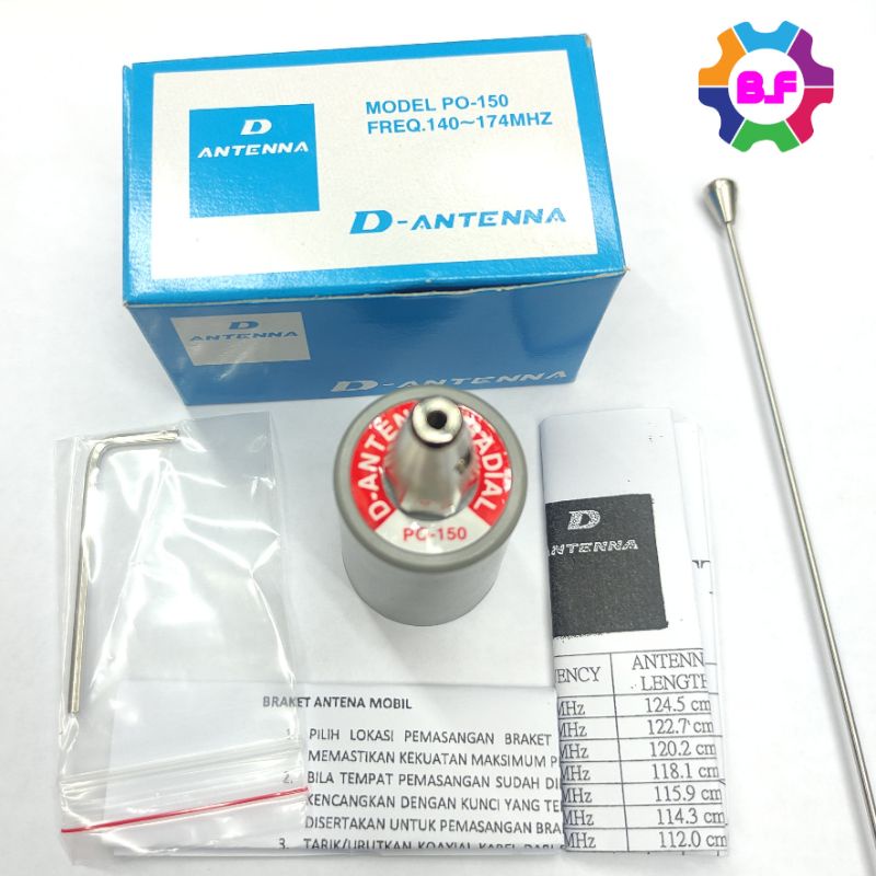 ANTENA RIG HT LARSEN PO-150 VHF ANTENA RADIO LARSEN PO 150 SILVER PAKING PERALON