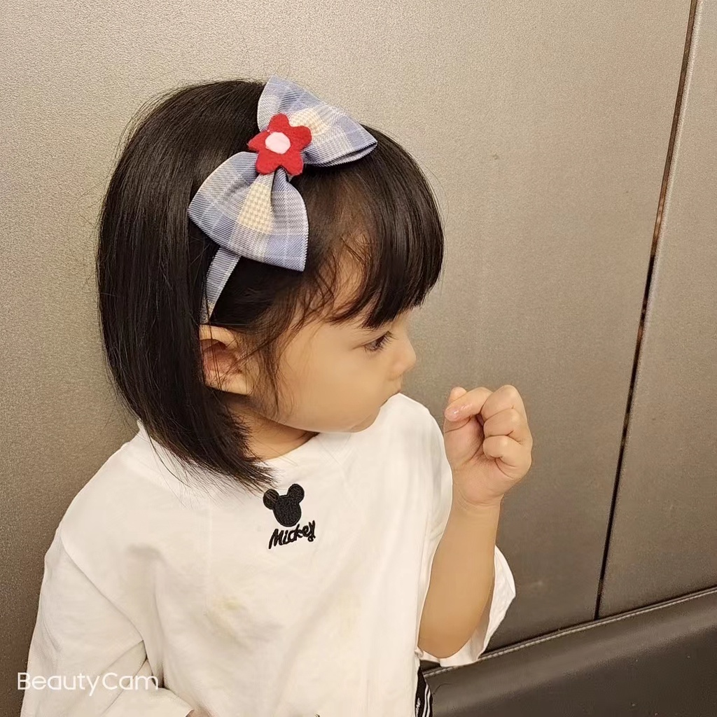 (Hello Girl)B09  Bando Anak Bandana Simpul Kotak Motif Bunga- Headband - Bando Bandana Import Murah
