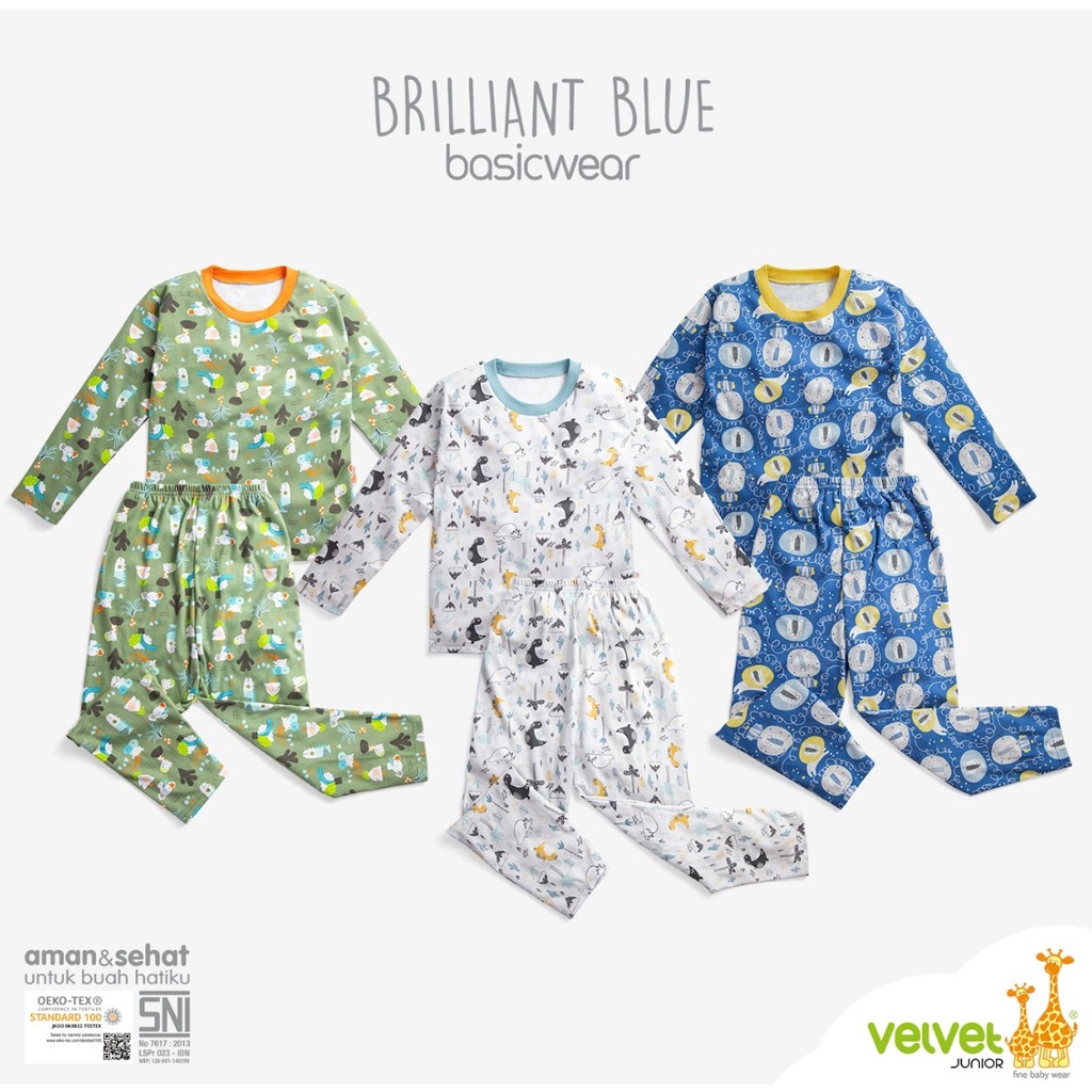 Velvet Junior 3 Stel Piyama Dream Wear | Brilliant Blue